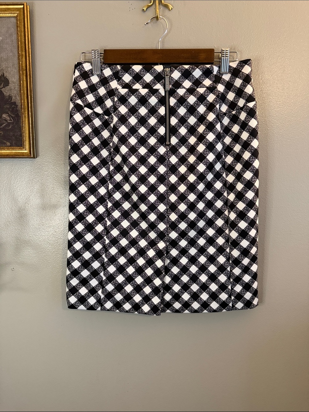 MICHAEL Michael Kors Black White Geometric Print Zip Pocket Pencil Skirt 4 - Picture 7 of 7